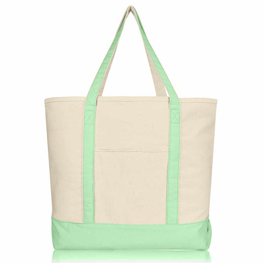 Dalix 22" Cotton Canvas Tote Bag (Zippered Top)