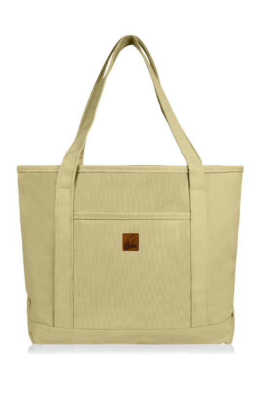 DALIX 20" Solid Color Cotton Canvas Shopping Tote Bag
