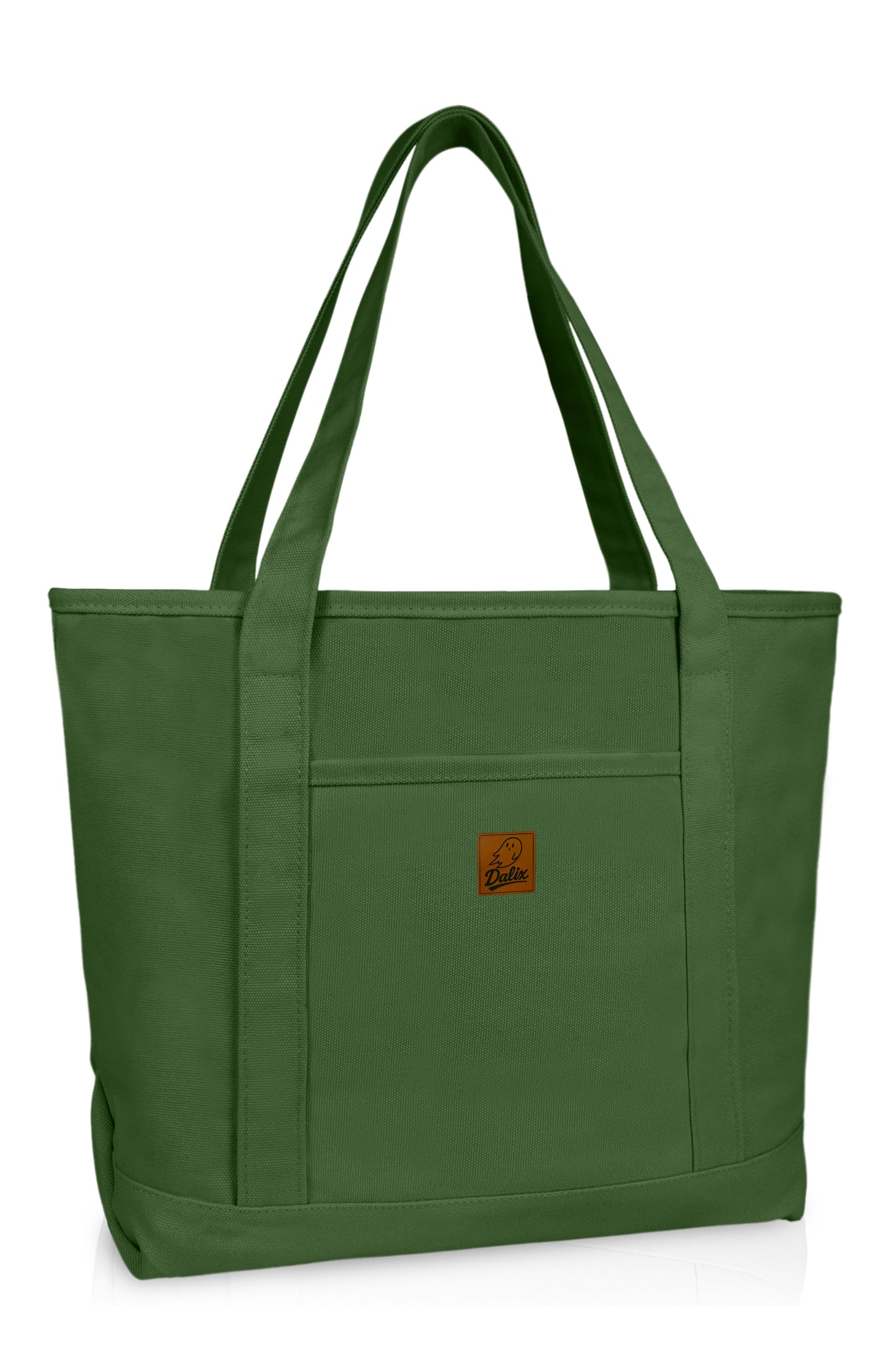 DALIX 20" Solid Color Cotton Canvas Shopping Tote Bag