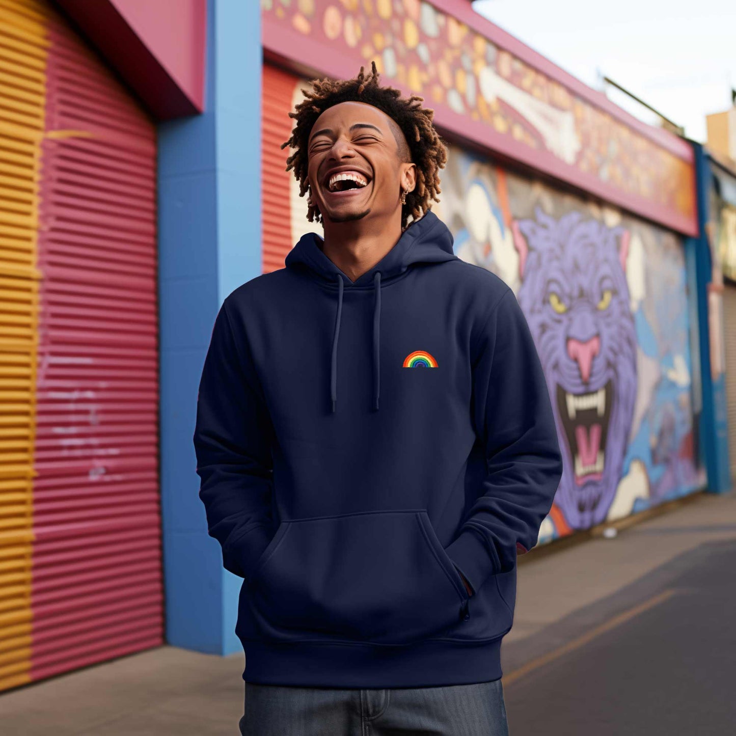 Dalix Rainbow Midweight Fleece Hoodie