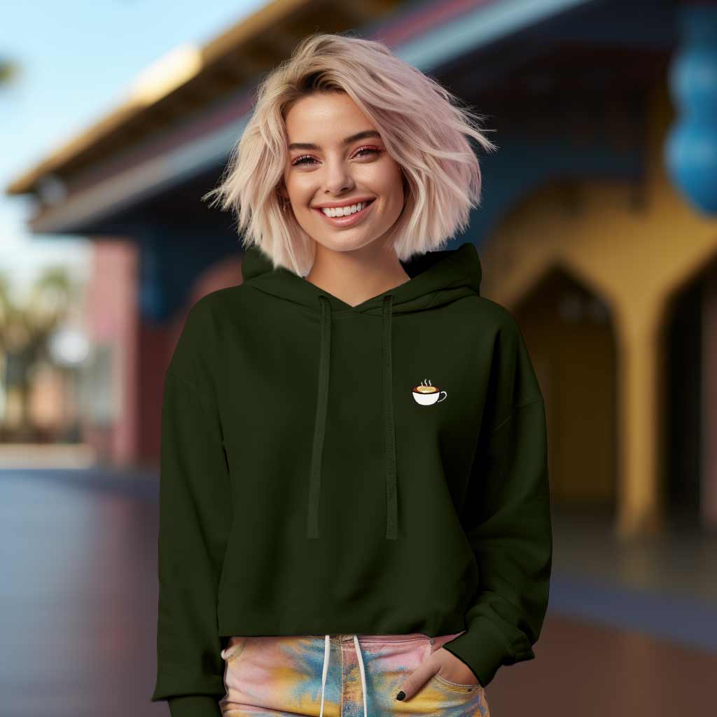 Dalix Cappuccino Midweight Fleece Cropped Hoodie