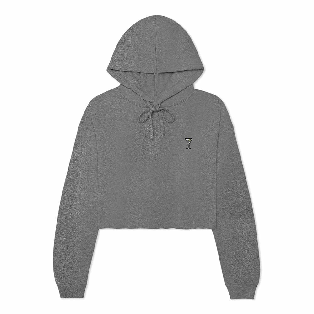 Dalix Martini Embroidered Hoodie Fleece Long Sleeve Cropped Sweatshirt Pullover Womens in Deep Heather 2XL XX-Large