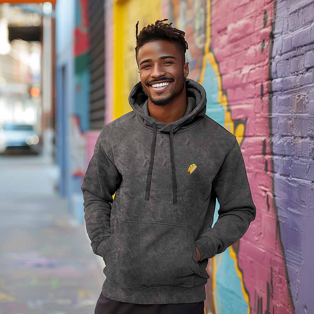 Dalix Taco Midweight Fleece Mineral Wash Hoodie