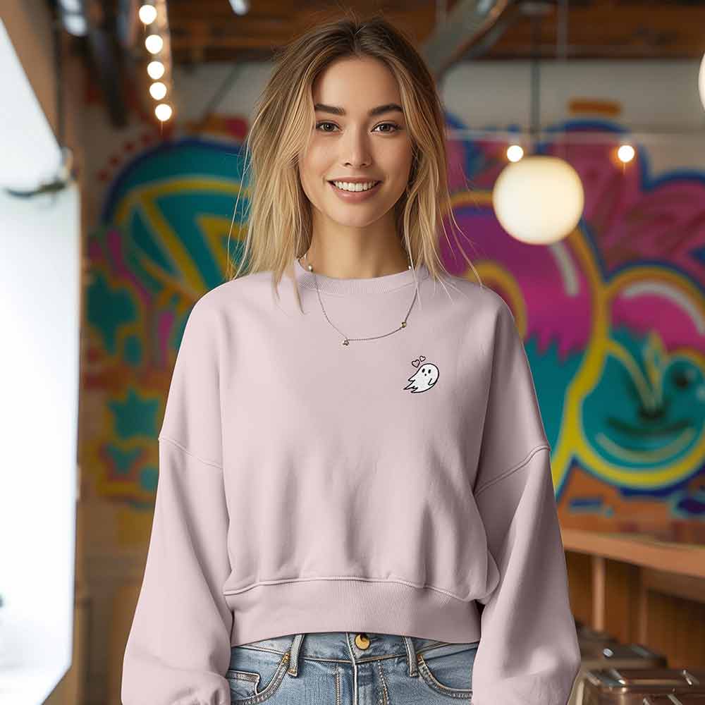 Dalix Heartly Ghost Midweight Fleece Relaxed Sweatshirt