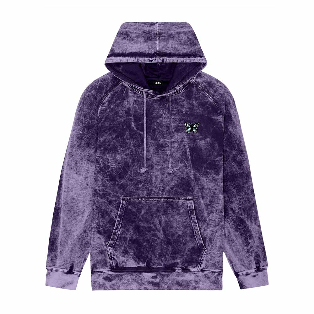 Dalix Butterfly Midweight Fleece Mineral Washed Hoodie