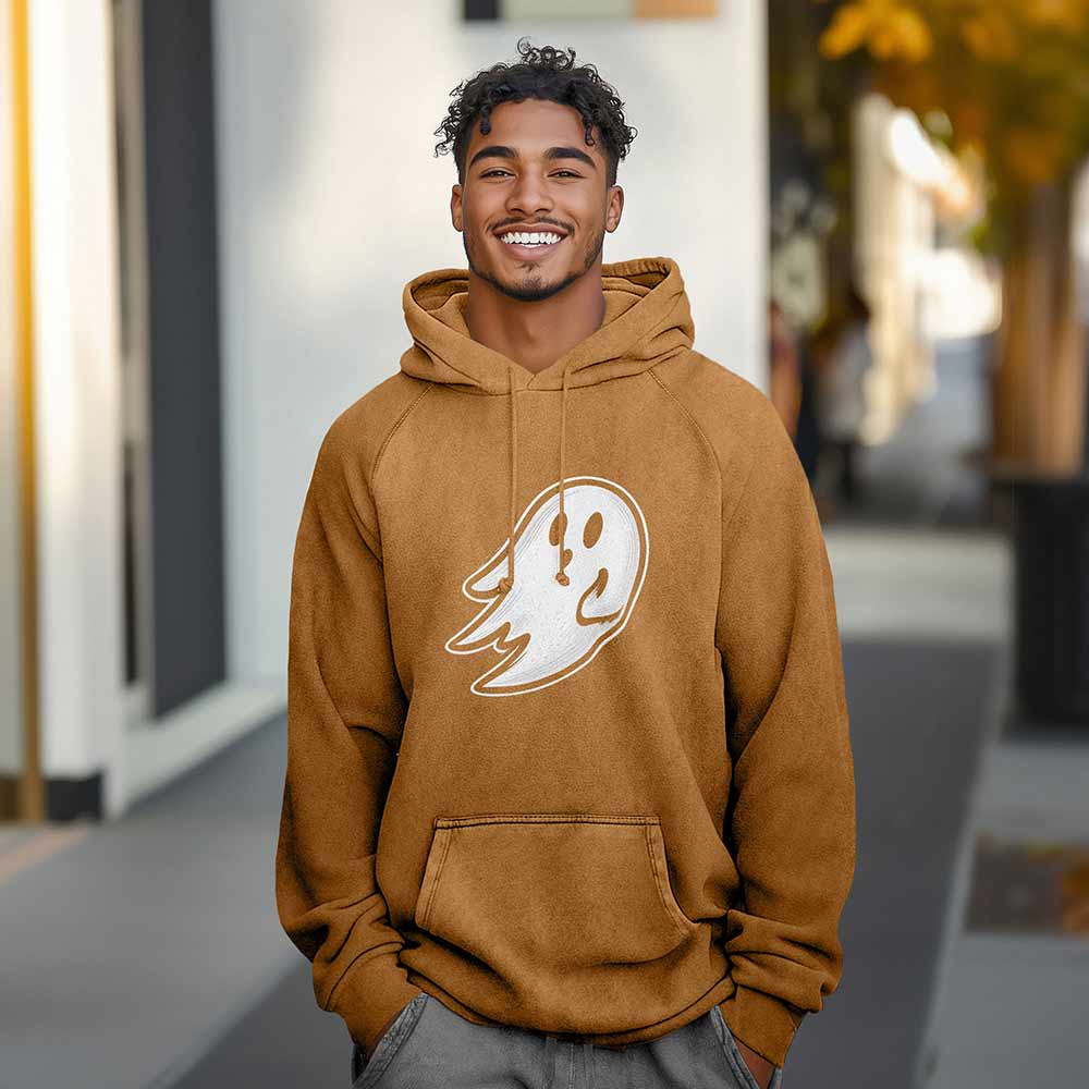 Dalix Ghost Relaxed Hoodie Washed Fleece Sweatshirt Fit Lounge Mens