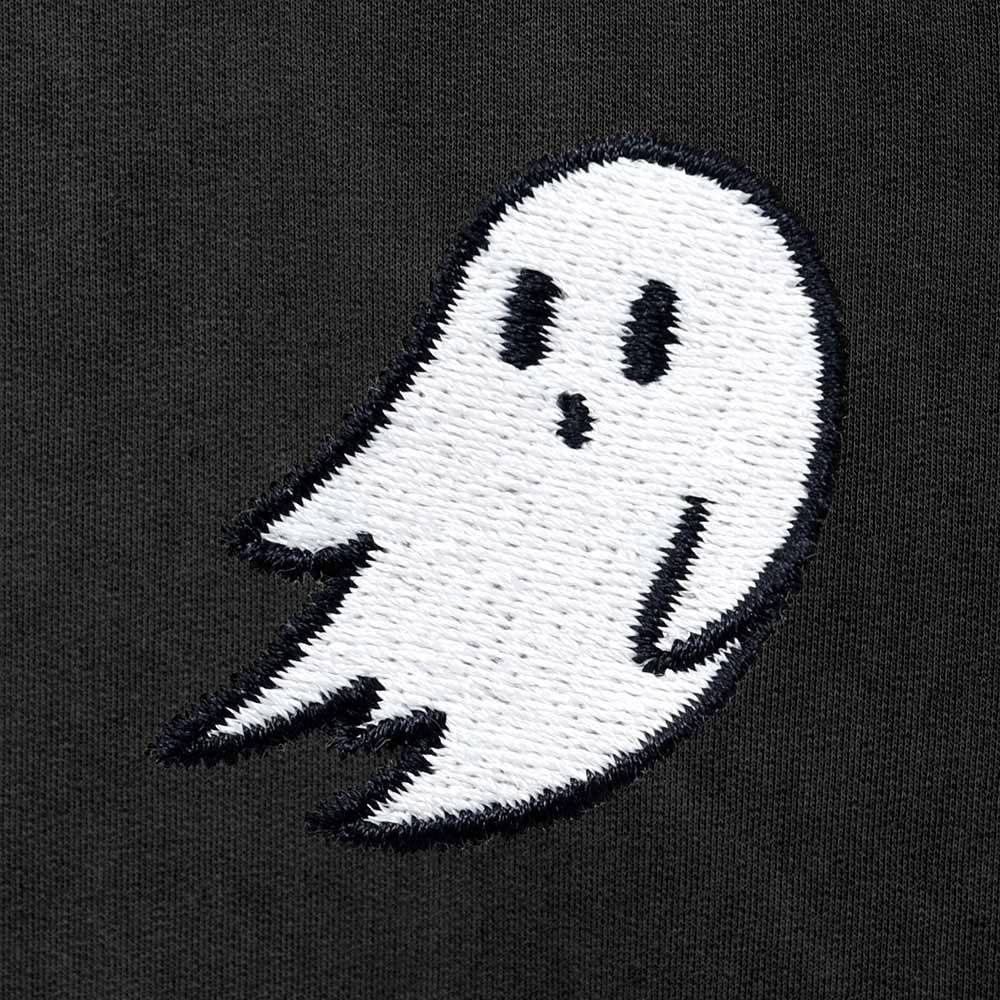 Dalix Ghost Embroidery Washed Hoodie Sweatshirt Fleece Relaxed Fit Lounge Mens in Black 2XL XX-Large