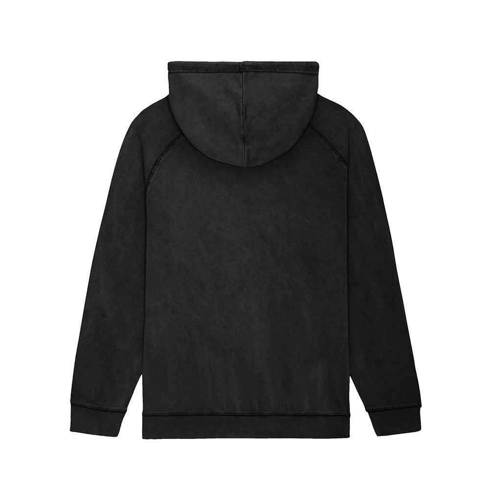 Dalix Ghost Embroidery Washed Hoodie Sweatshirt Fleece Relaxed Fit Lounge Mens in Black 2XL XX-Large