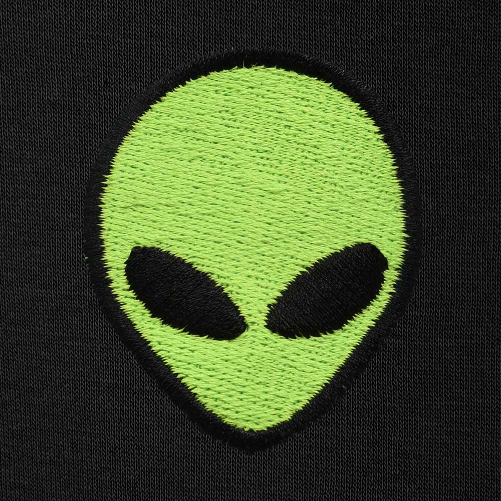 Dalix Alien Embroidery Relaxed Hoodie Soft Fleece Sweatshirt Drawcord Fit Lounge Mens in Black 2XL XX-Large