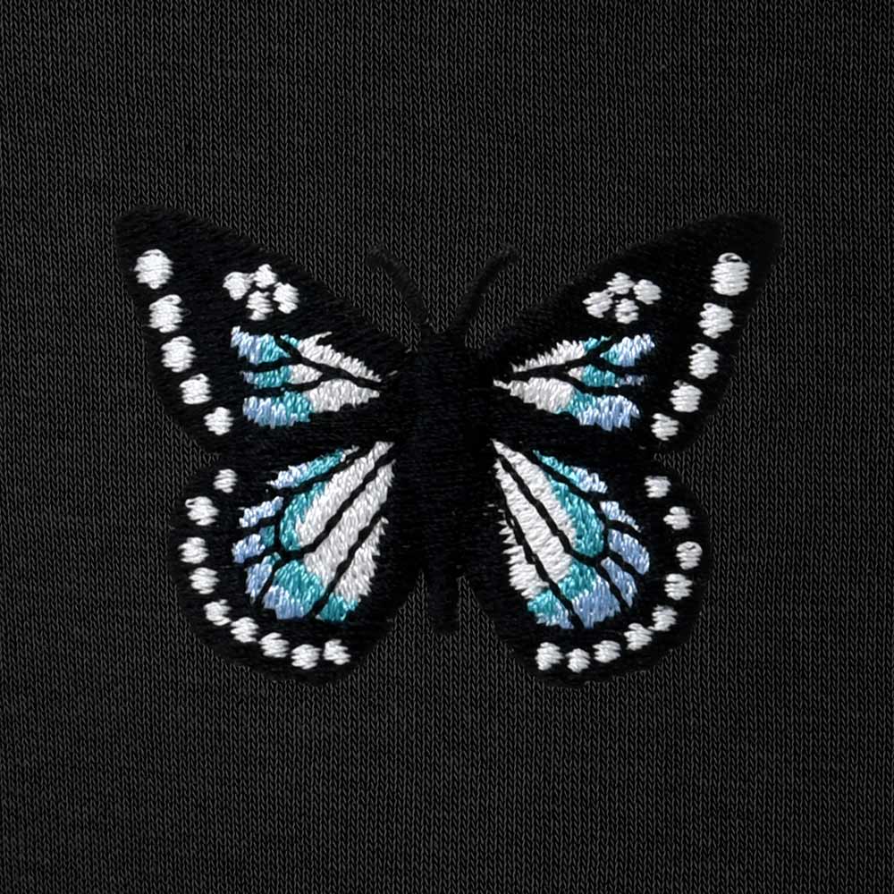 Dalix Butterfly Embroidery Relaxed Hoodie Soft Fleece Sweatshirt Drawcord Fit Lounge Womens in Black 2XL XX-Large