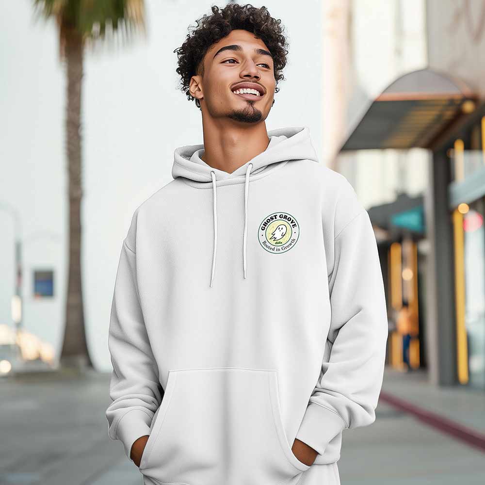 Dalix Ghost Grove Relaxed Hoodie Soft Fleece Sweatshirt Drawcord Fit Lounge Mens