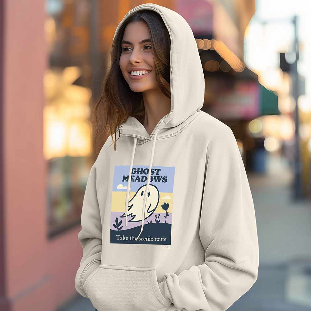 Dalix Ghost Meadow Relaxed Hoodie Soft Fleece Sweatshirt Drawcord Fit Lounge Womens