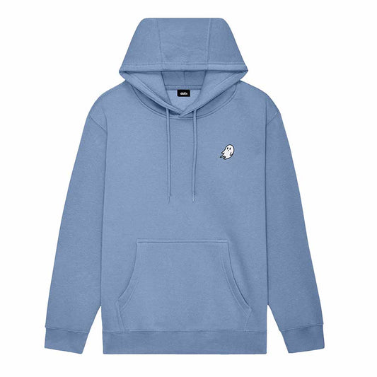 Dalix Ghost Embroidery Relaxed Hoodie Soft Fleece Sweatshirt Drawcord Fit Lounge Mens in Colony Blue 2XL XX-Large