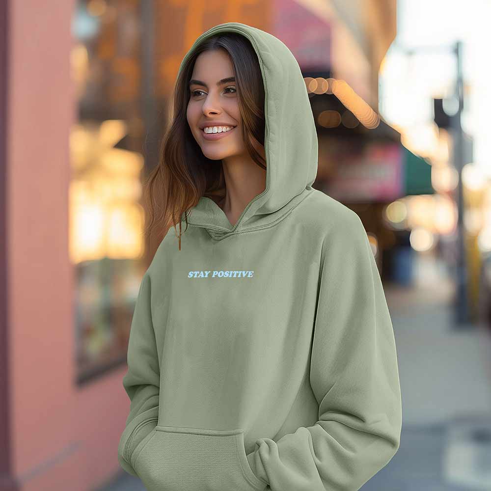 Dalix Womens Stay Positive Ghost Midweight Hoodie