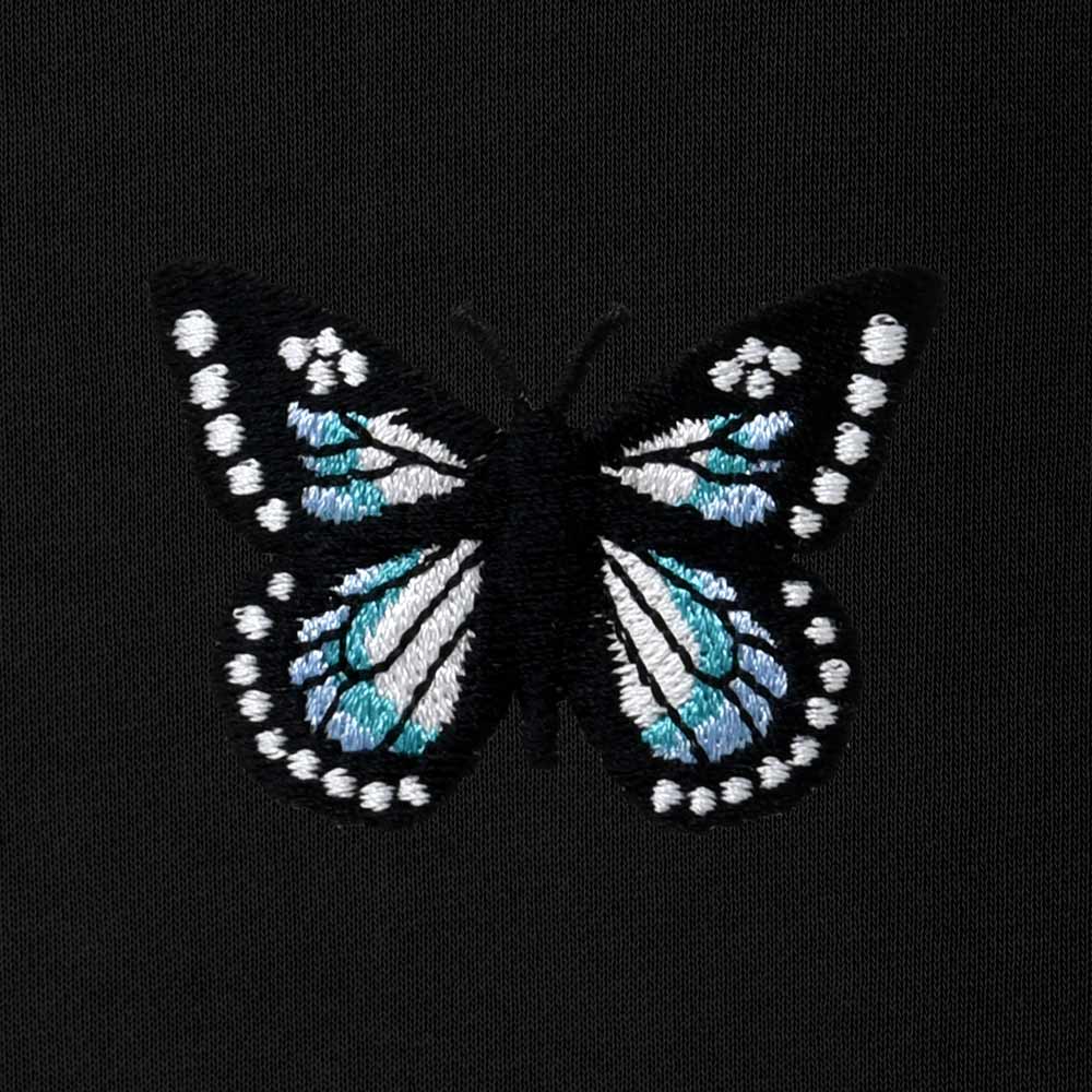Dalix Butterfly Embroidery Relaxed Crewneck Sweatshirt Soft Fleece Fit Lounge Womens in Black 2XL XX-Large