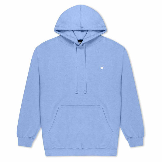 Dalix Womens Lil Heart Hooded Fleece Sweatshirt Log Sleeve Hoodie Drawcord Fall in Blue S Small