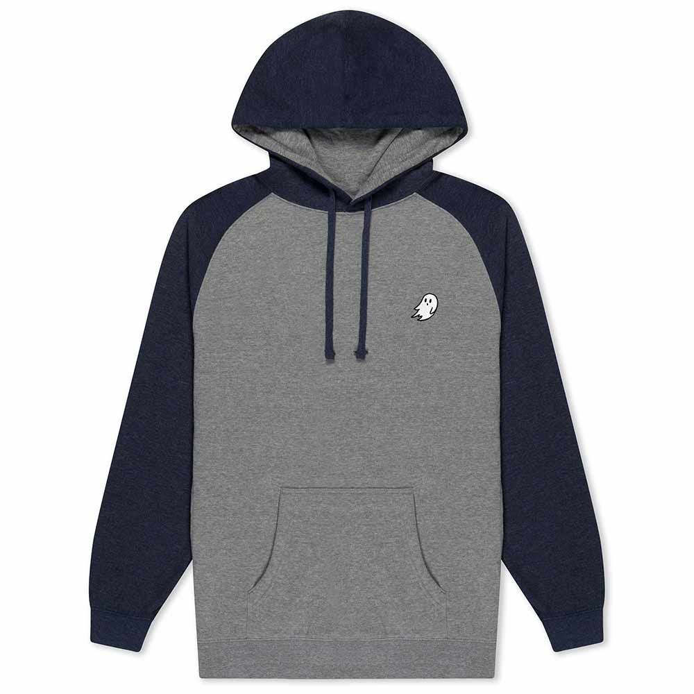 Dalix Mens Ghost Midweight Fleece Raglan Long Sleeve Hoodie Slim Fit Fall in Gunmetal Navy S Small
