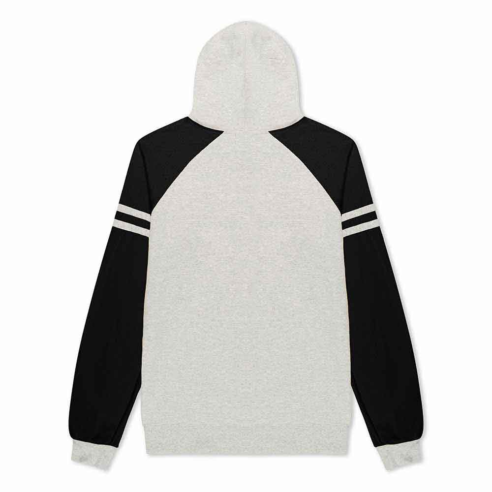 Dalix Mens Ghost Varsity Hooded Sweatshirt Heavyweight Pullover Hoodie Casual Wear in Oatmeal Black S Small