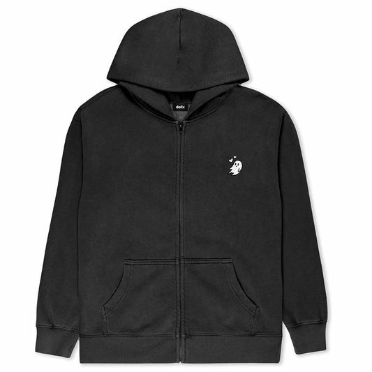 Dalix Heartly Ghost Midweight Fleece Faded Zip Hooded Sweatshirt