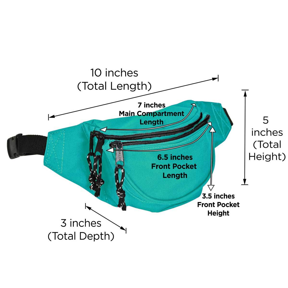 DALIX Fanny Pack w/ 3 Pockets Traveling Concealment Pouch Airport Money Bag FP-001 Fanny Packs DALIX