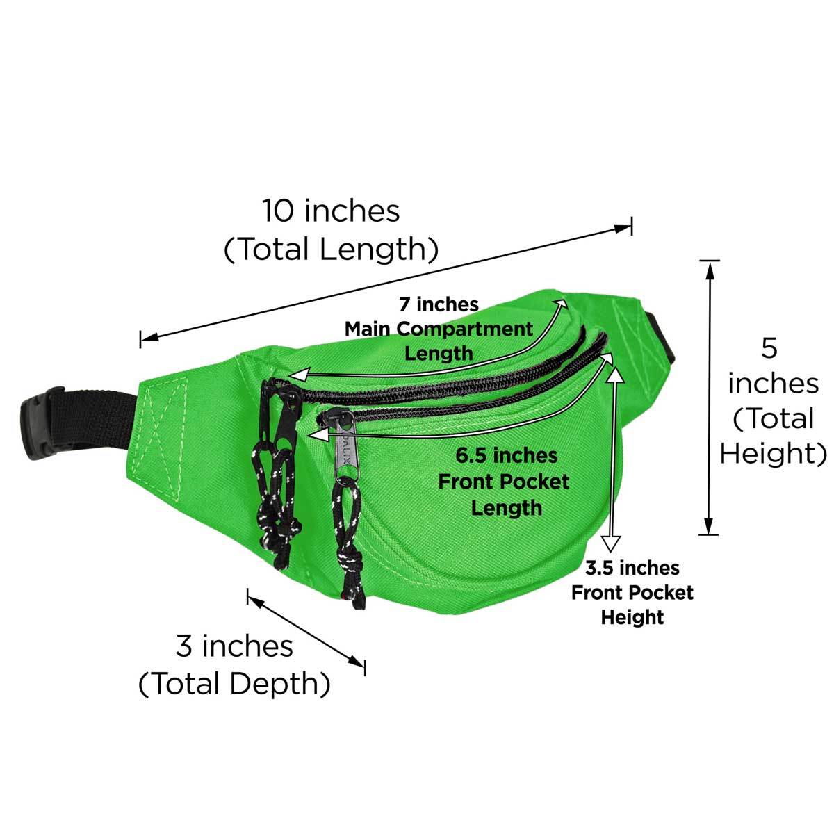 DALIX Fanny Pack w/ 3 Pockets Traveling Concealment Pouch Airport Money Bag FP-001 Fanny Packs DALIX