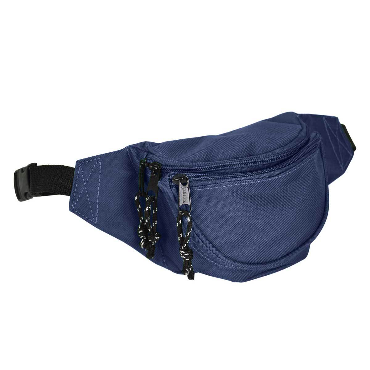 DALIX Fanny Pack w/ 3 Pockets Traveling Concealment Pouch Airport Money Bag FP-001 Fanny Packs DALIX Navy Blue 