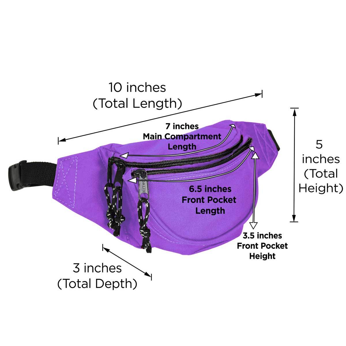 DALIX Fanny Pack w/ 3 Pockets Traveling Concealment Pouch Airport Money Bag FP-001 Fanny Packs DALIX