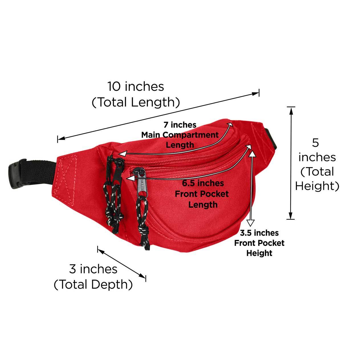 DALIX Fanny Pack w/ 3 Pockets Traveling Concealment Pouch Airport Money Bag FP-001 Fanny Packs DALIX