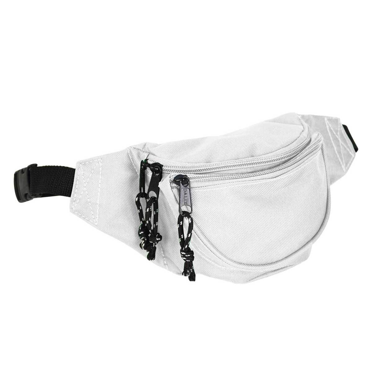 DALIX Fanny Pack w/ 3 Pockets Traveling Concealment Pouch Airport Money Bag FP-001 Fanny Packs DALIX White