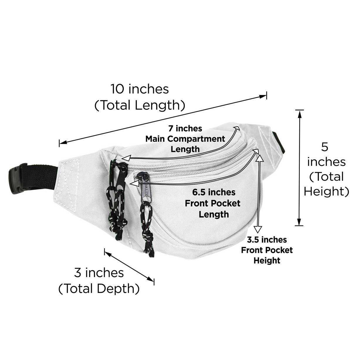 DALIX Fanny Pack w/ 3 Pockets Traveling Concealment Pouch Airport Money Bag FP-001 Fanny Packs DALIX