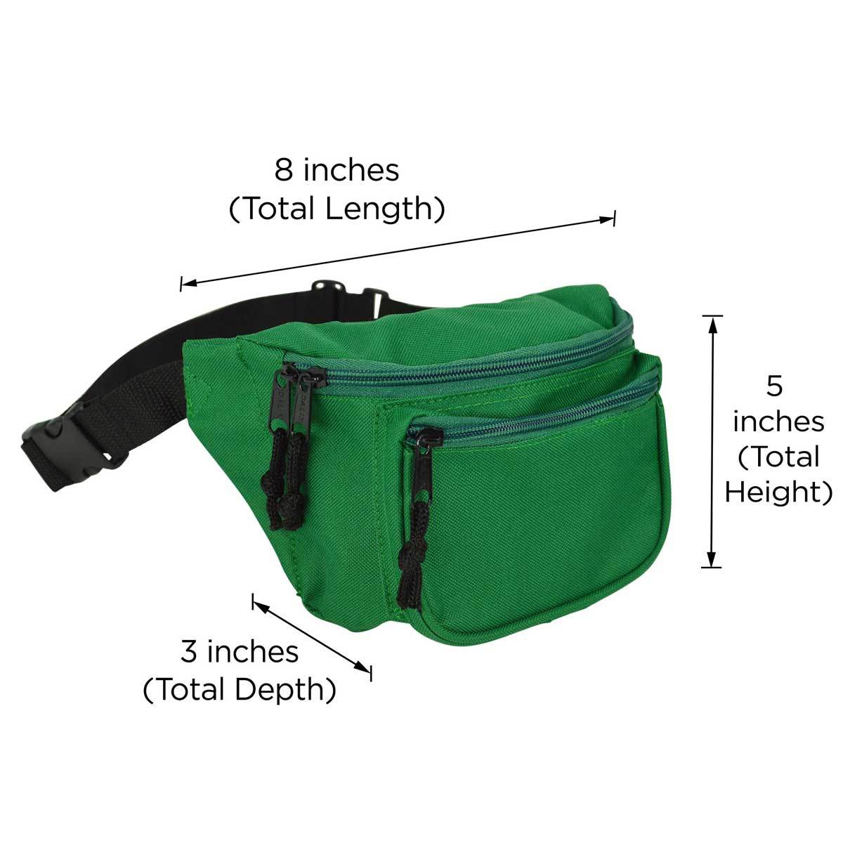 DALIX Fanny Pack 7" Travel Belt Pouch Waist Wallet Bag w/ 3 Pockets FP-002 Fanny Packs DALIX 