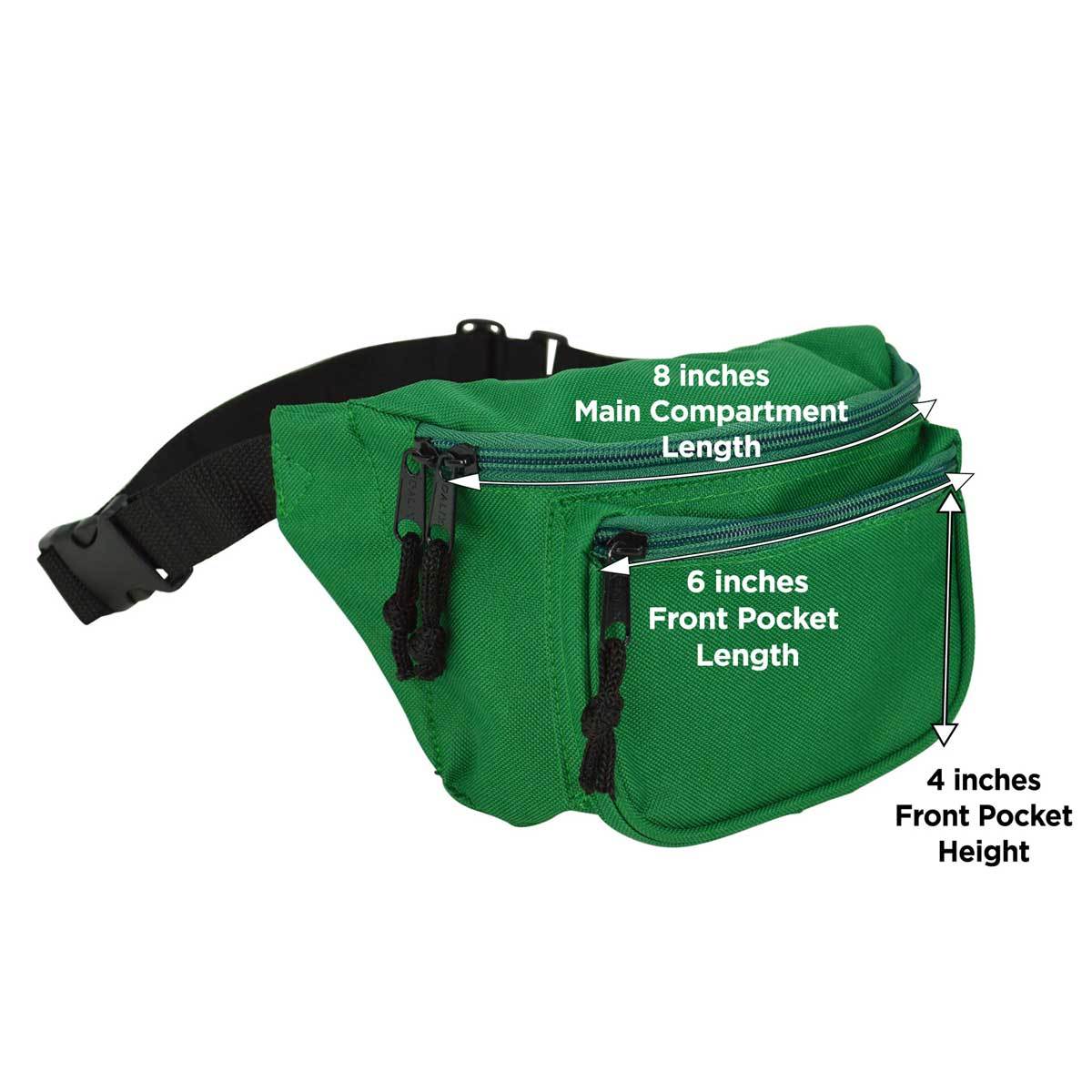 DALIX Fanny Pack 7" Travel Belt Pouch Waist Wallet Bag w/ 3 Pockets FP-002 Fanny Packs DALIX 