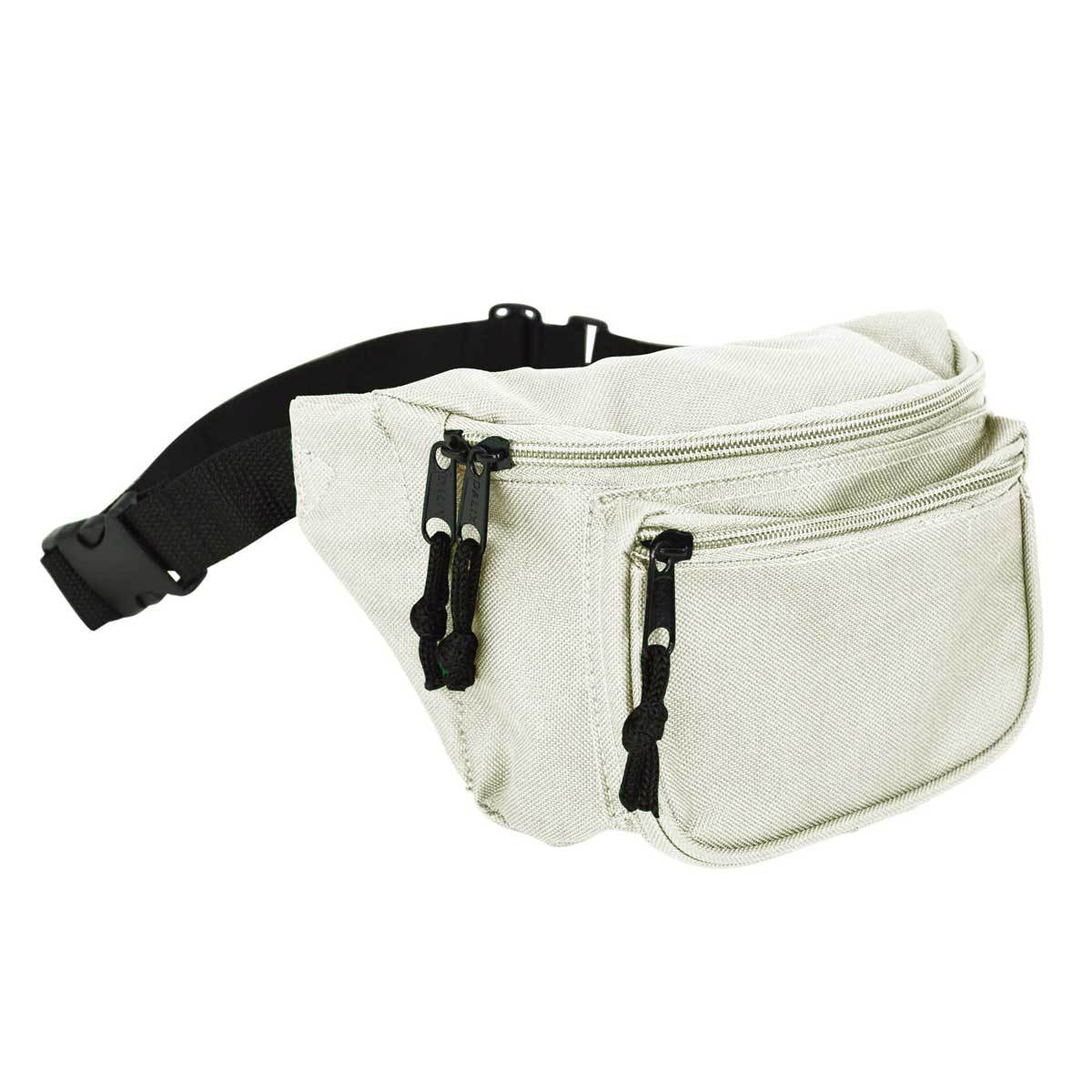 DALIX Fanny Pack 7" Travel Belt Pouch Waist Wallet Bag w/ 3 Pockets FP-002 Fanny Packs DALIX Nude 