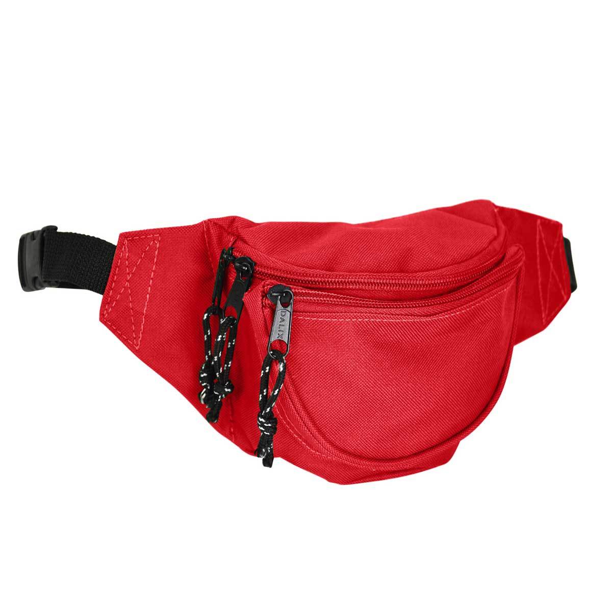 DALIX Small Fanny Pack Waist Pouch Travel Belt (24"-31") Fanny Packs DALIX Red
