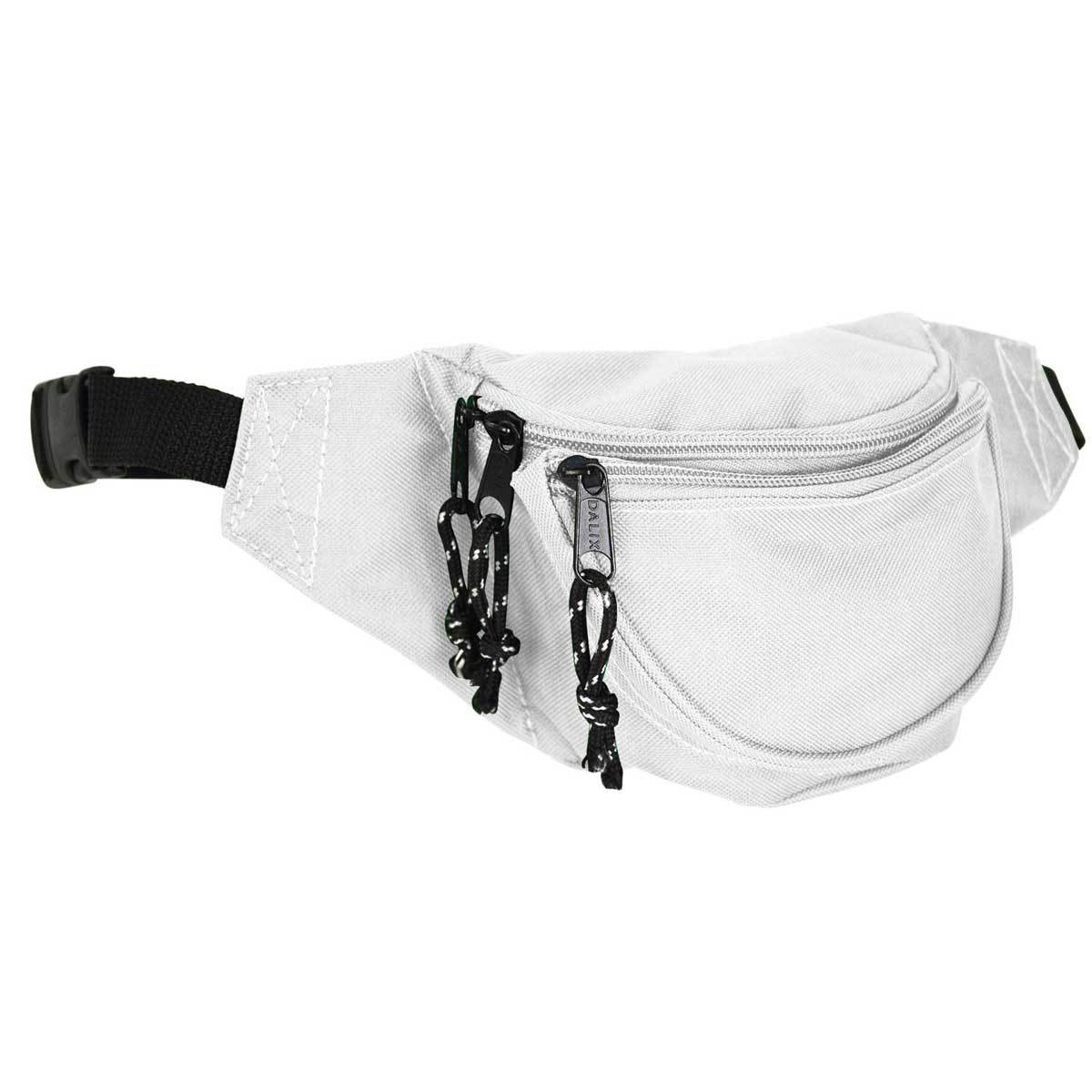 DALIX Small Fanny Pack Waist Pouch Travel Belt (24"-31") Fanny Packs DALIX White