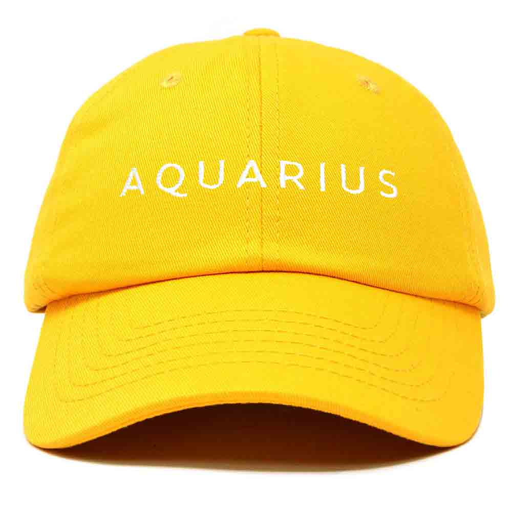 Dalix Aquarius Dad Hat Embroidered Zodiac Astrology Cotton Baseball Cap in Royal Blue