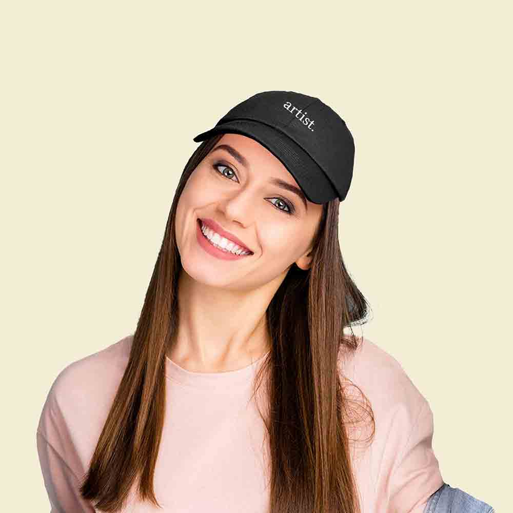 Dalix Artist Embroidered Dad Cap Cotton Baseball Hat Women in Gray