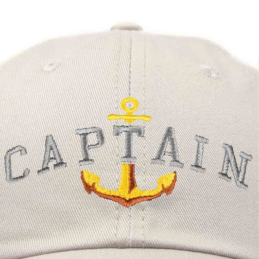 Dalix Captain Embroidered Dad Cap Cotton Baseball Hat Men in Khaki