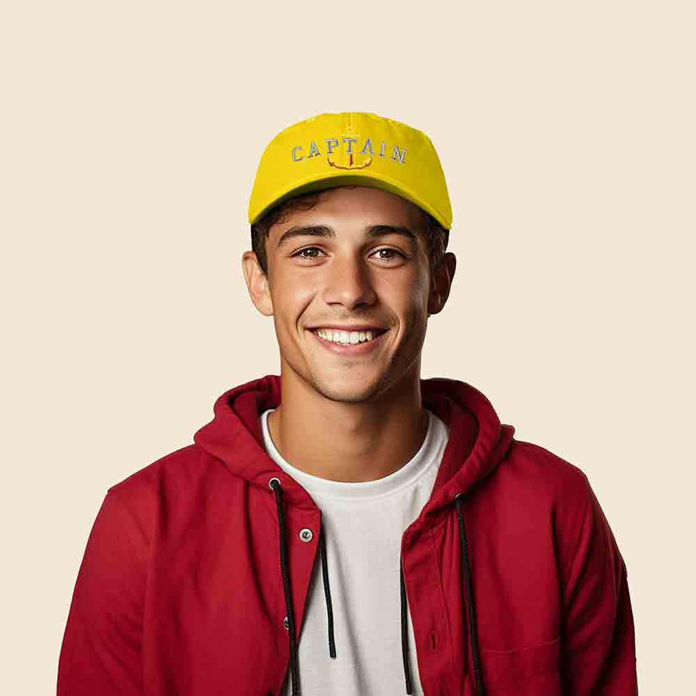 Dalix Captain Embroidered Dad Cap Cotton Baseball Hat Men in Washed Navy Blue