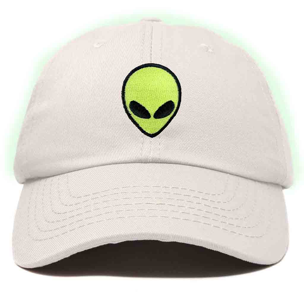 Dalix Alien Embroidered Glow in the Dark Hat Dad Cotton Baseball Cap Men in Kelly Green