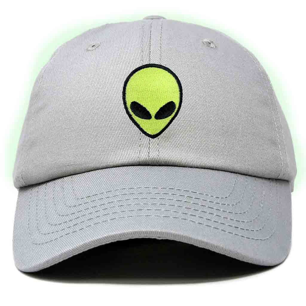 Dalix Alien Embroidered Glow in the Dark Hat Dad Cotton Baseball Cap Men in Light Blue