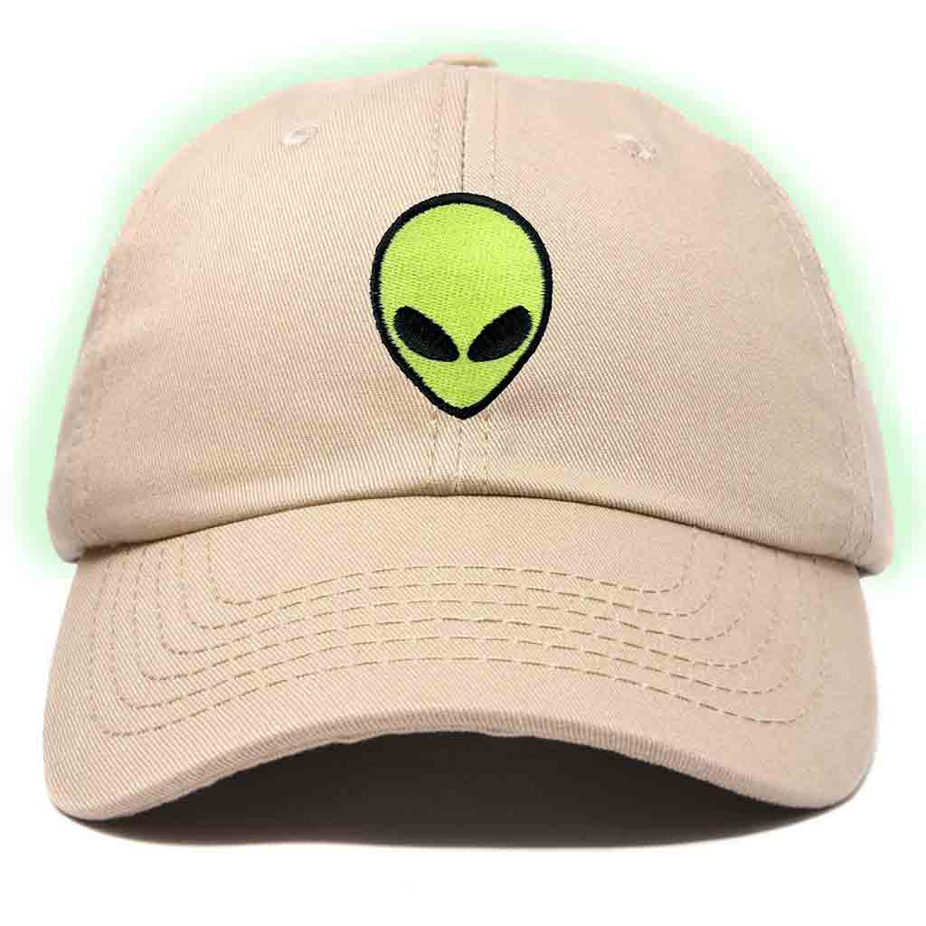 Dalix Alien Embroidered Glow in the Dark Hat Dad Cotton Baseball Cap Men in Yellow