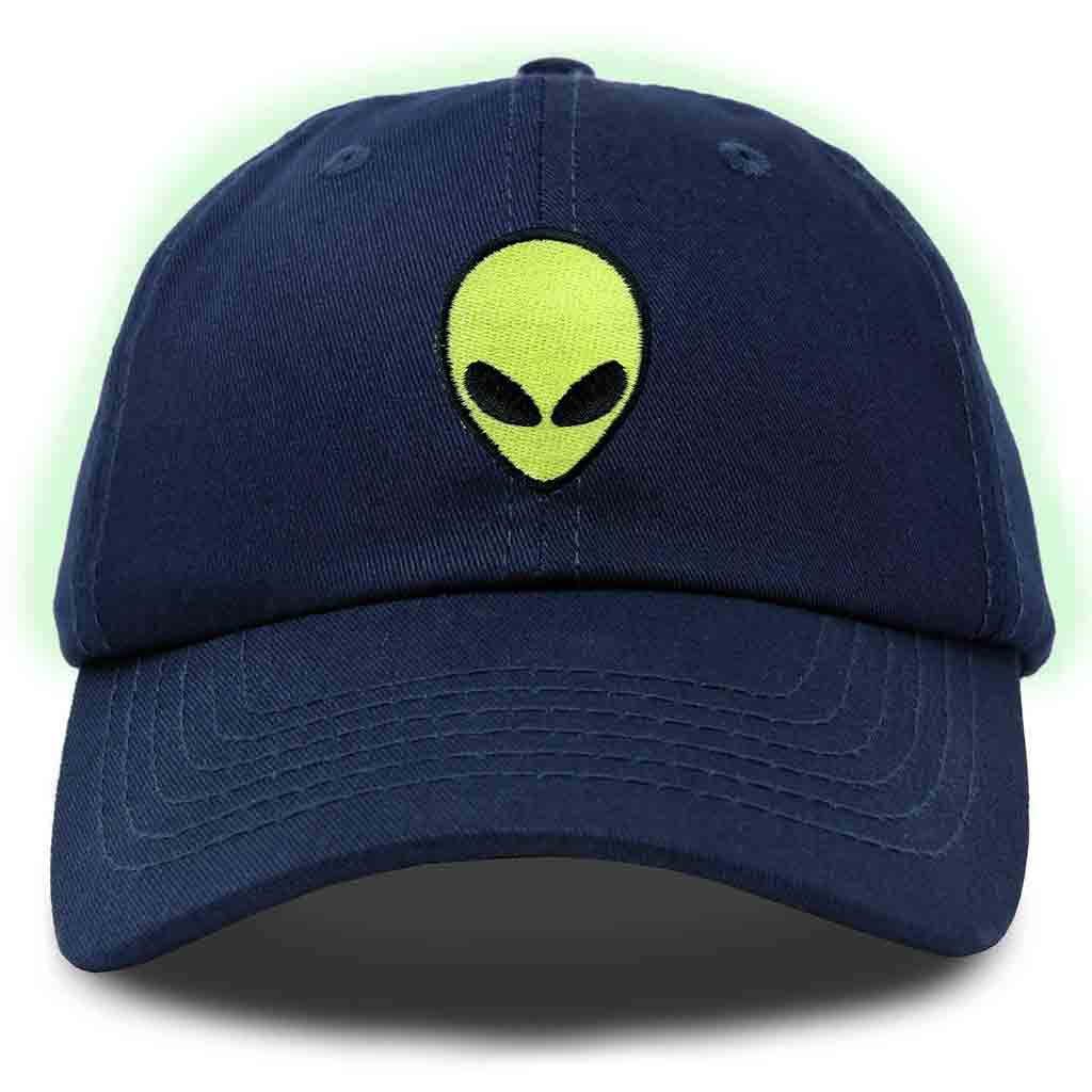 Dalix Alien Embroidered Glow in the Dark Hat Dad Cotton Baseball Cap Men in Red