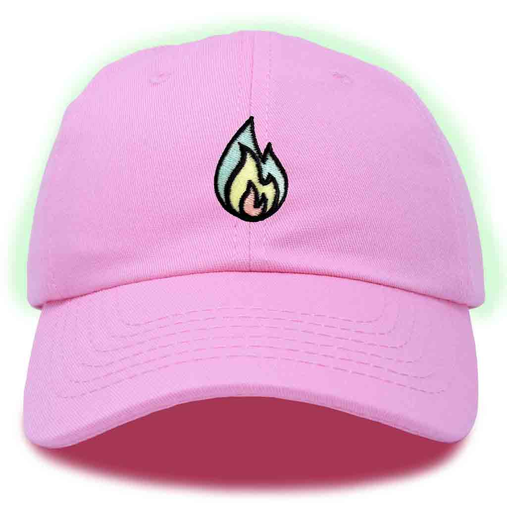 Dalix Fire Embroidered Glow in the Dark Hat Dad Cotton Baseball Cap Men in Orange