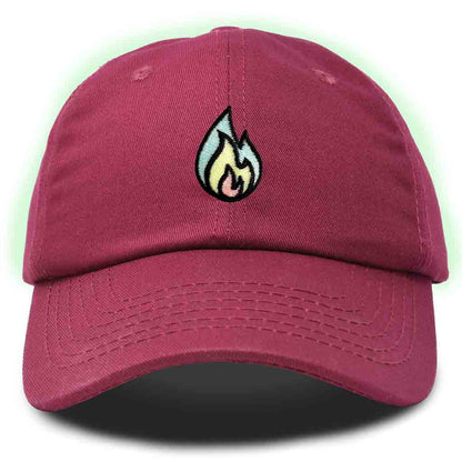 Dalix Fire Embroidered Glow in the Dark Hat Dad Cotton Baseball Cap Men in Purple