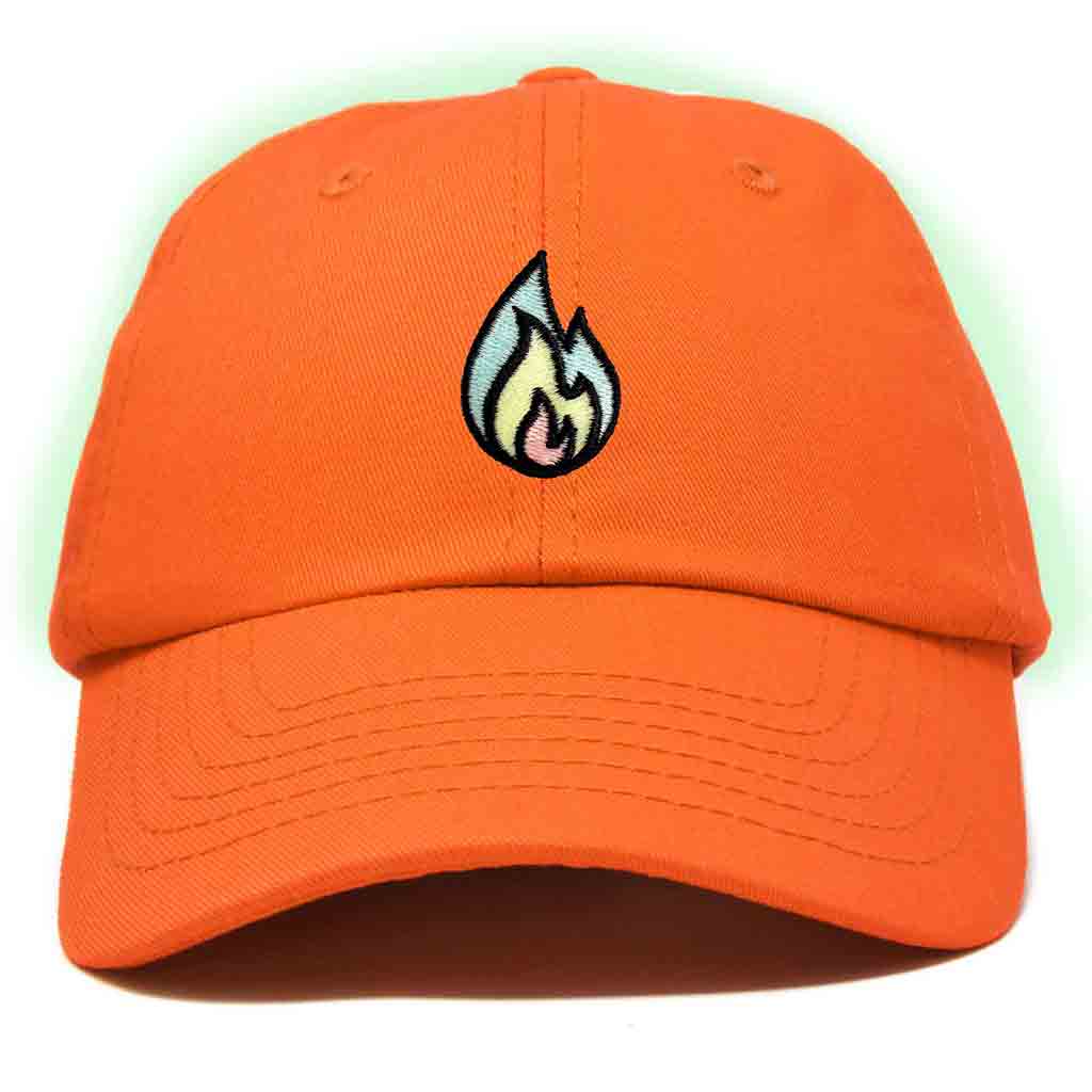 Dalix Fire Embroidered Glow in the Dark Hat Dad Cotton Baseball Cap Men in Teal