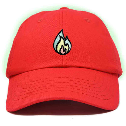 Dalix Fire Embroidered Glow in the Dark Hat Dad Cotton Baseball Cap Men in Washed Navy Blue