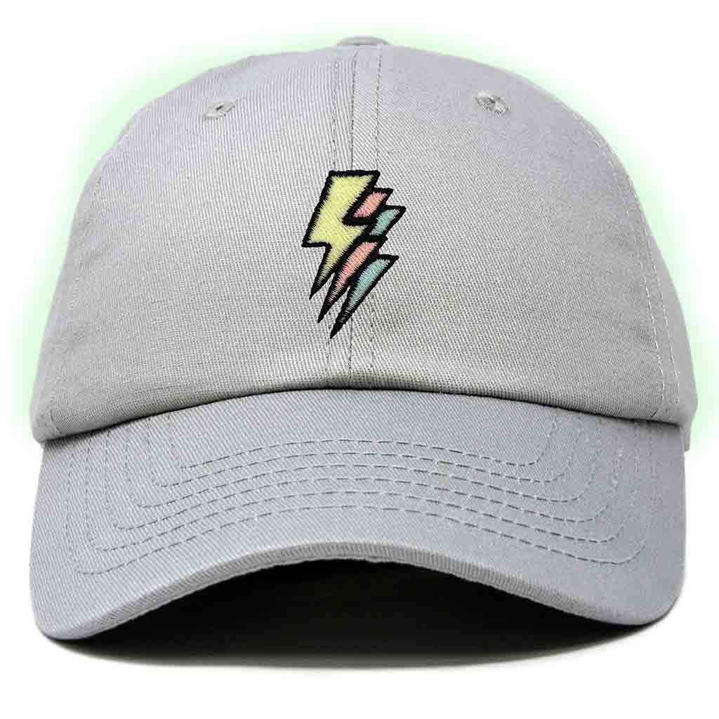 Dalix Lightning Embroidered Glow in the Dark Hat Dad Cotton Baseball Cap Men in Light Blue