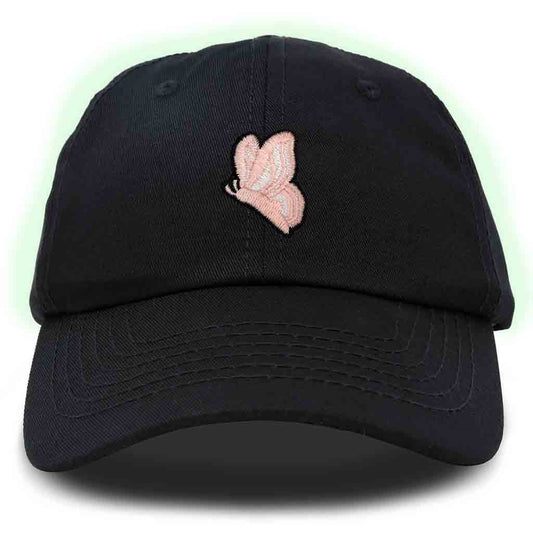 Dalix Moth Embroidered Glow in the Dark Hat Dad Hat Cotton Baseball Cap in Beige