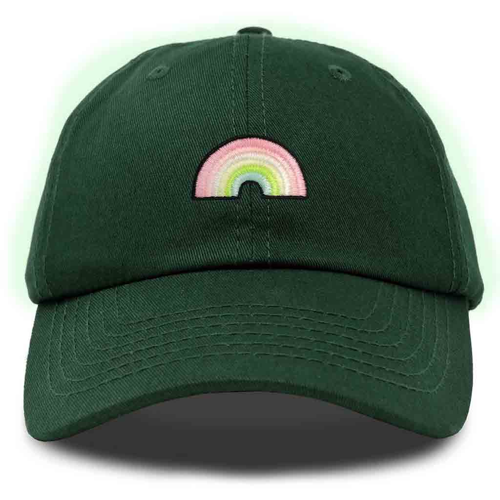 Dalix Rainbow Embroidered Glow in the Dark Hat Dad Cotton Baseball Cap Women in Khaki